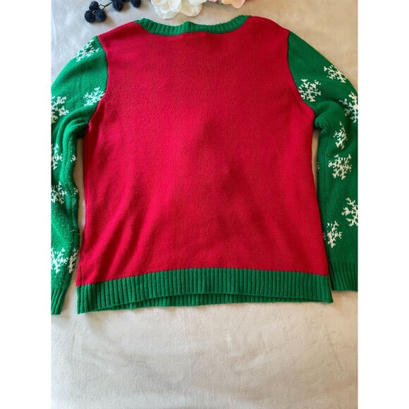 Allison Brittney Ugly Christmas Sweater Tree & Gifts Design LARGE Y2K Holidaycor - Picture 2 of 8